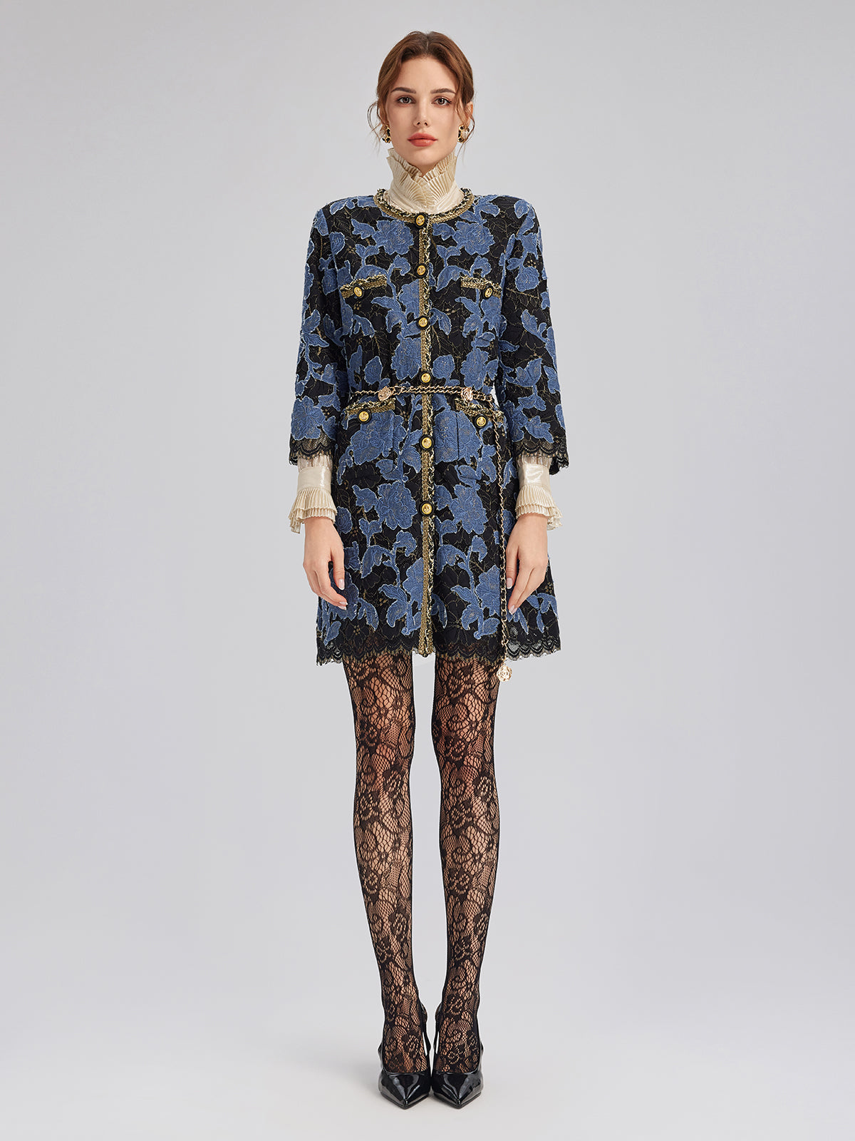 Hand-Sewn Ribbon Jacquard Lace Jacket