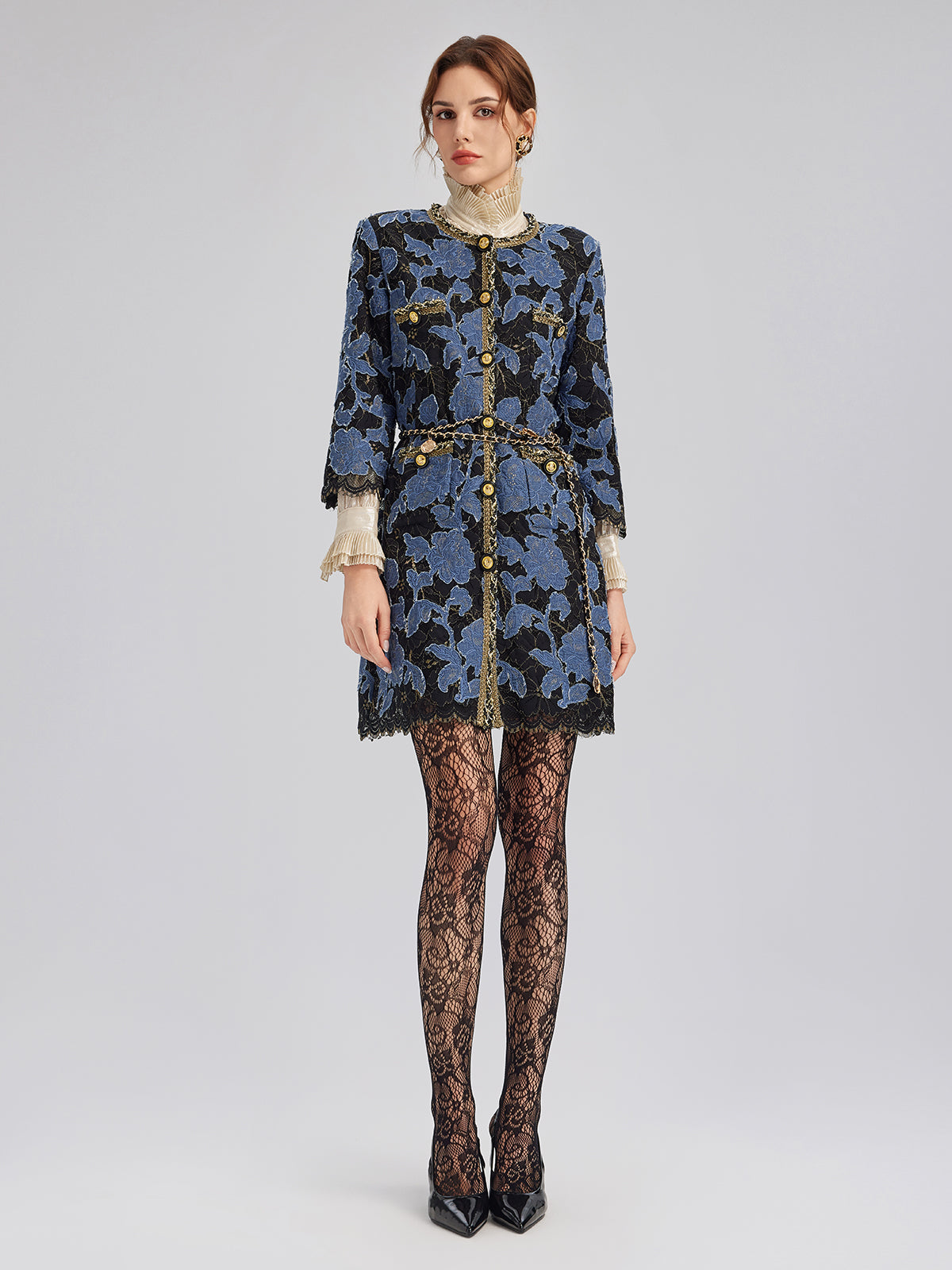 Hand-Sewn Ribbon Jacquard Lace Jacket