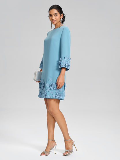 3D Floral Embellished Shift Dress