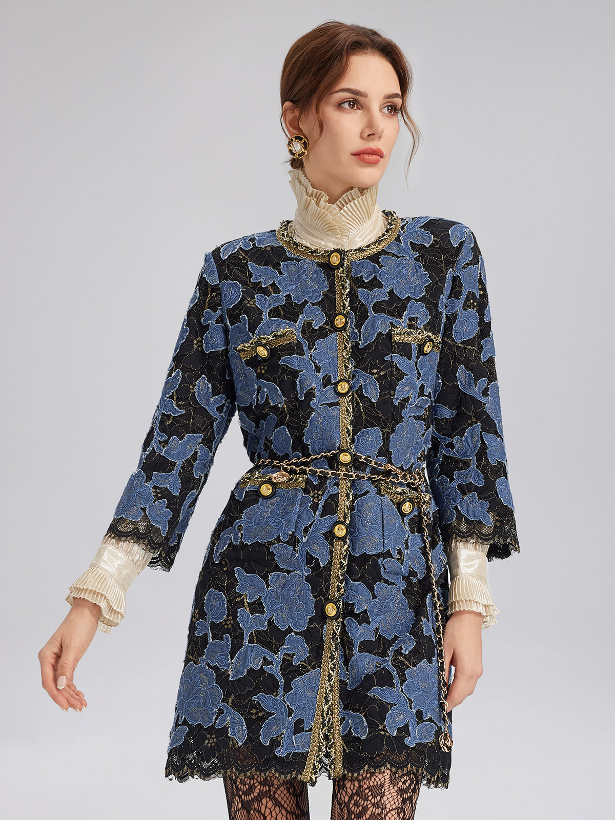 Hand-Sewn Ribbon Jacquard Lace Jacket