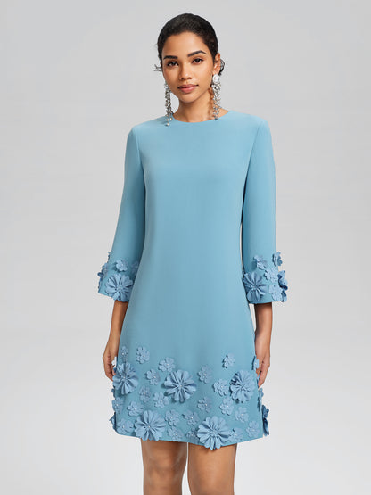 3D Floral Embellished Shift Dress
