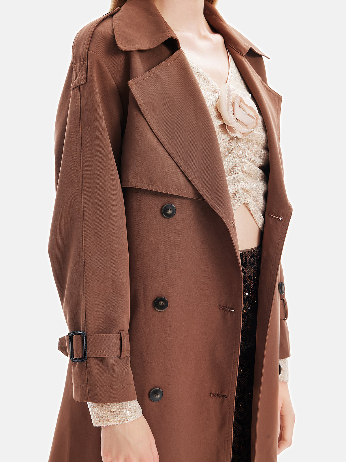 Classic Lapel Double-Breasted Trench Coat