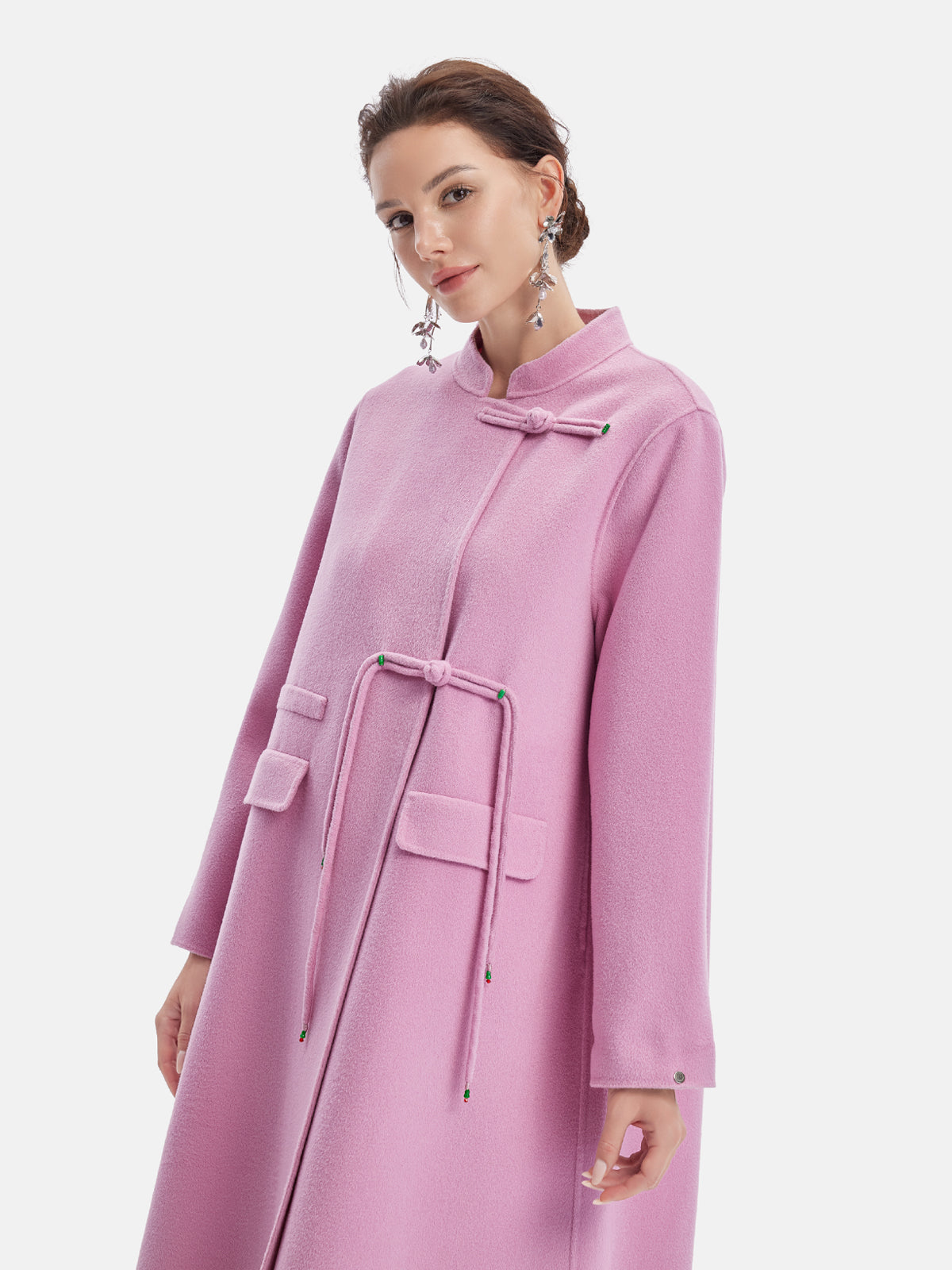 Cashmere Knot-Button Trench Coat