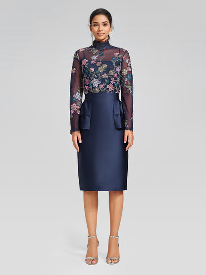 Beaded Floral Embroidery Lace-Panel Blouse (Camisole Included)
