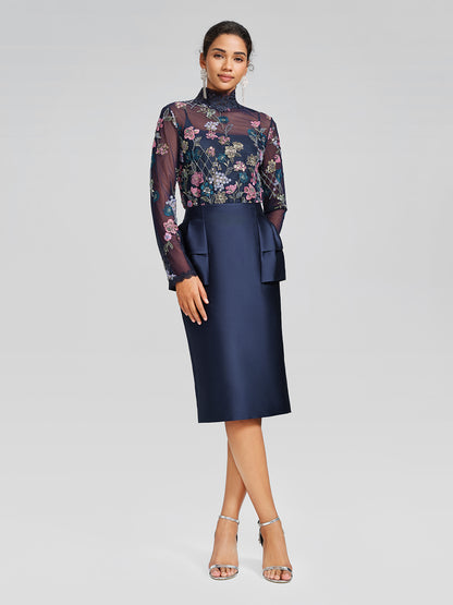 Beaded Floral Embroidery Lace-Panel Blouse (Camisole Included)