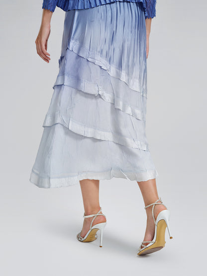 Pleated Gradient Two-piece High-waist Dress Set