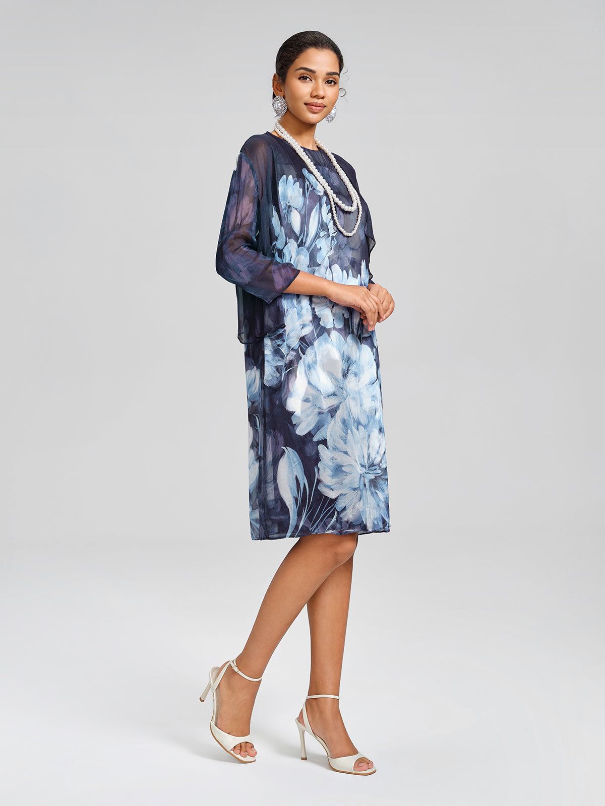 Double-Layer Artistic Print Sleeveless Dress