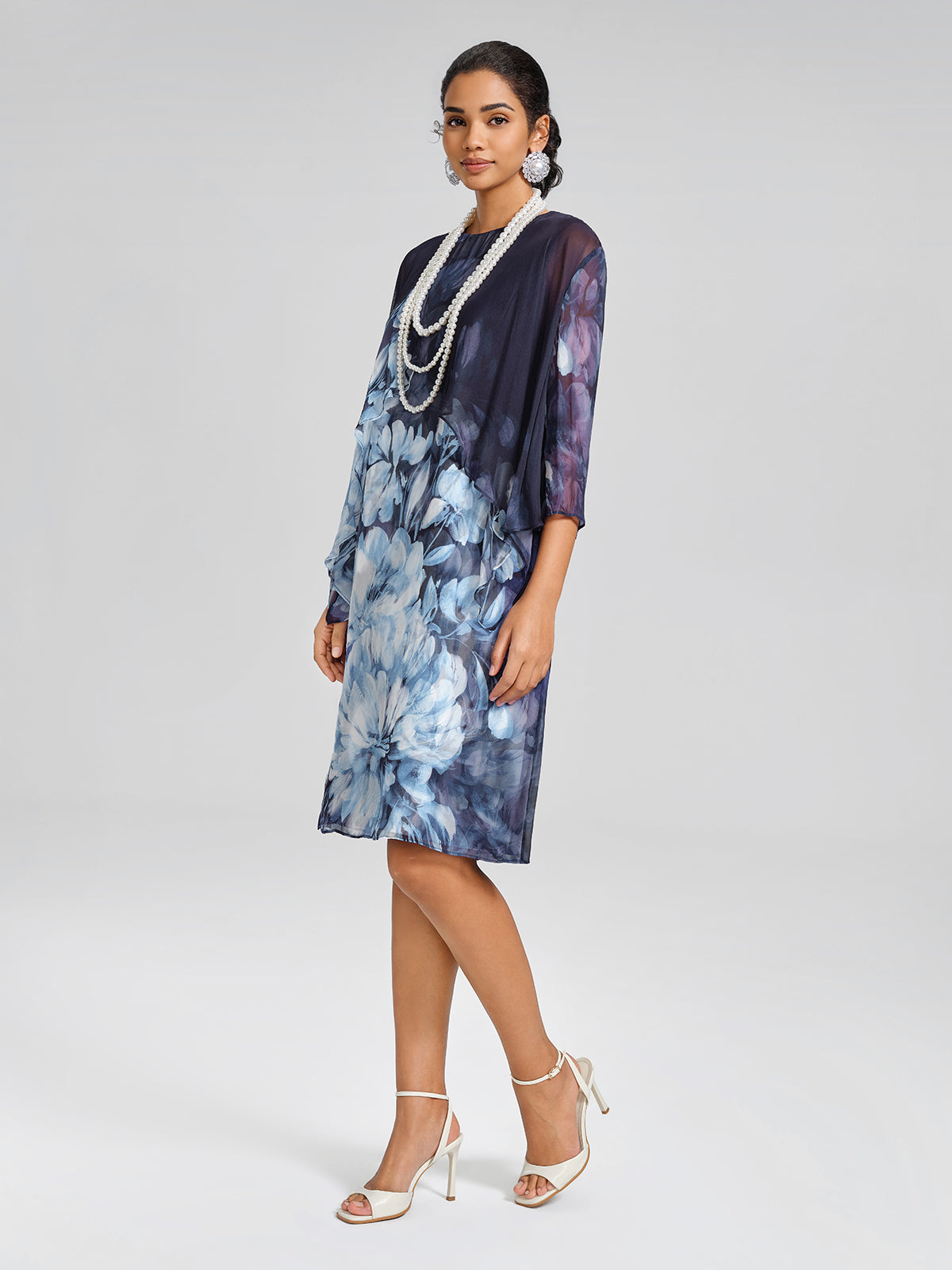 Double-Layer Artistic Print Sleeveless Dress