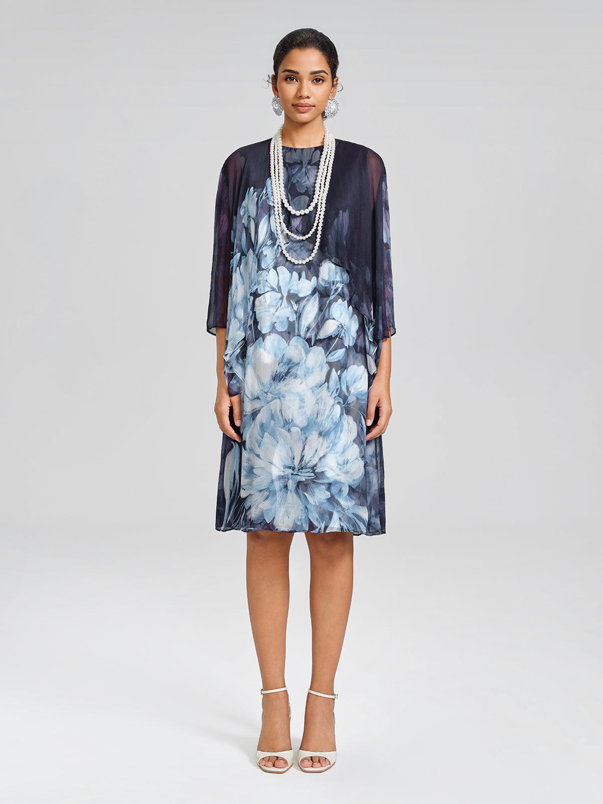 Double-Layer Artistic Print Sleeveless Dress