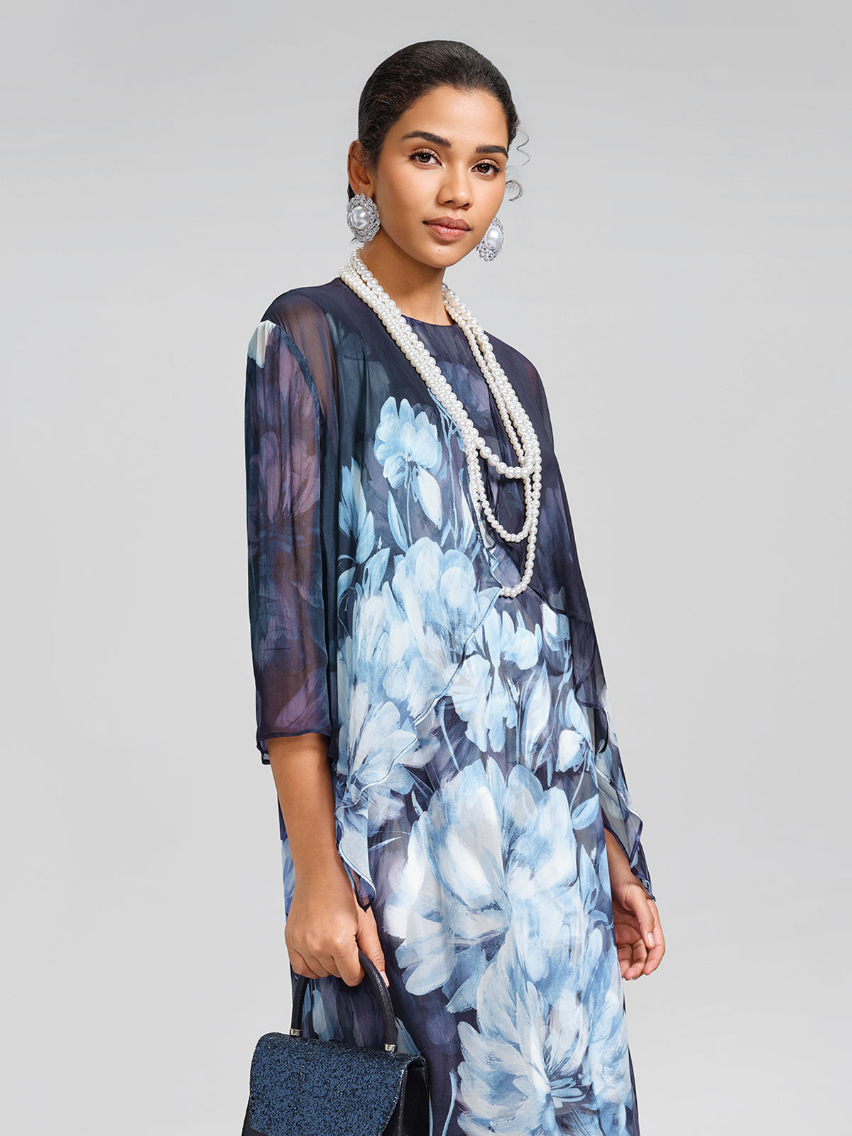 Double-Layer Artistic Print Sleeveless Dress