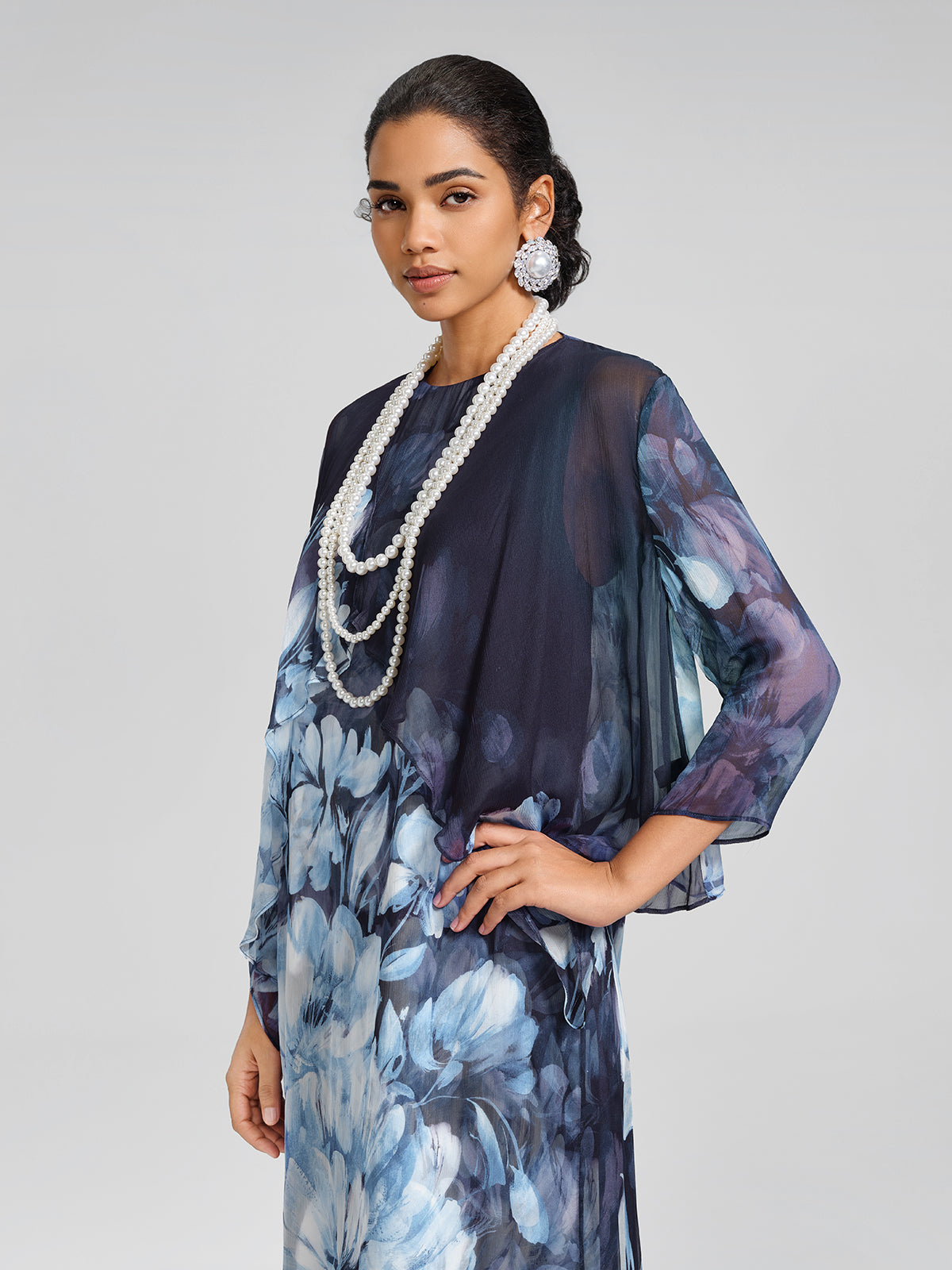Double-Layer Artistic Print Sleeveless Dress