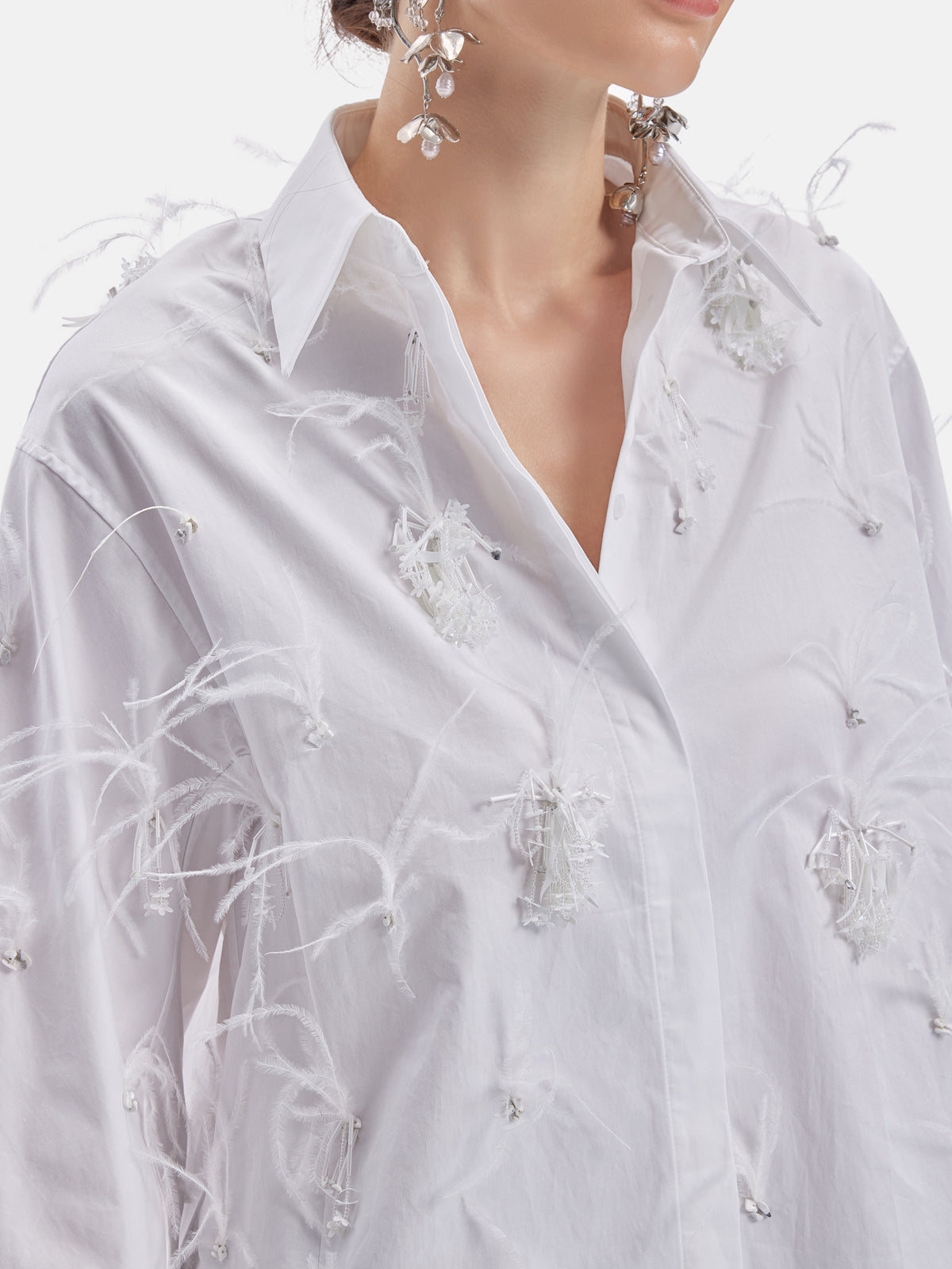 Ostrich Feather Beaded Shirt