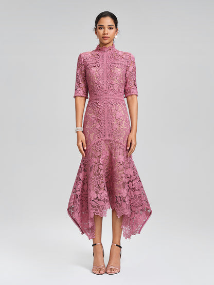 Cutout Lace Asymmetric Mermaid Dress