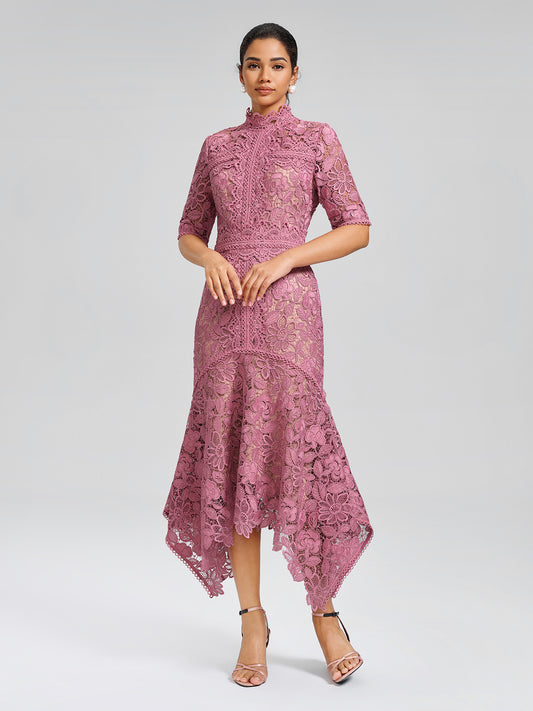 Cutout Lace Asymmetric Mermaid Dress
