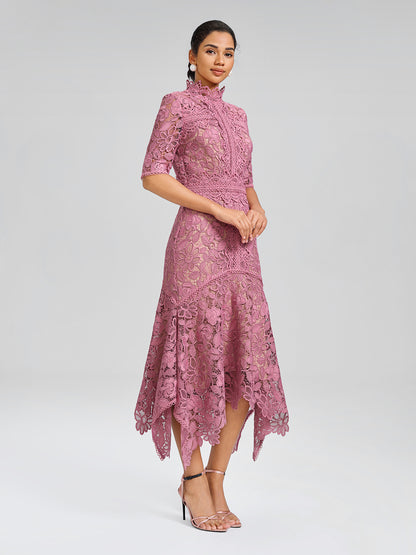 Cutout Lace Asymmetric Mermaid Dress