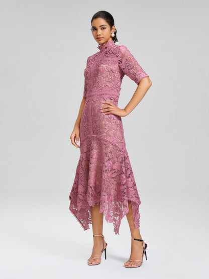 Cutout Lace Asymmetric Mermaid Dress