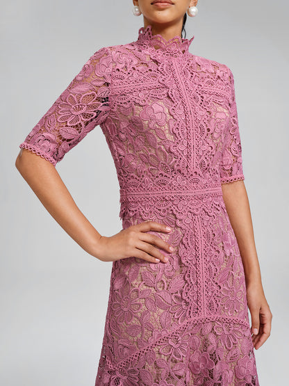 Cutout Lace Asymmetric Mermaid Dress
