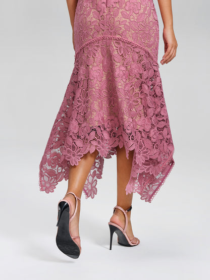 Cutout Lace Asymmetric Mermaid Dress