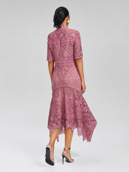 Cutout Lace Asymmetric Mermaid Dress