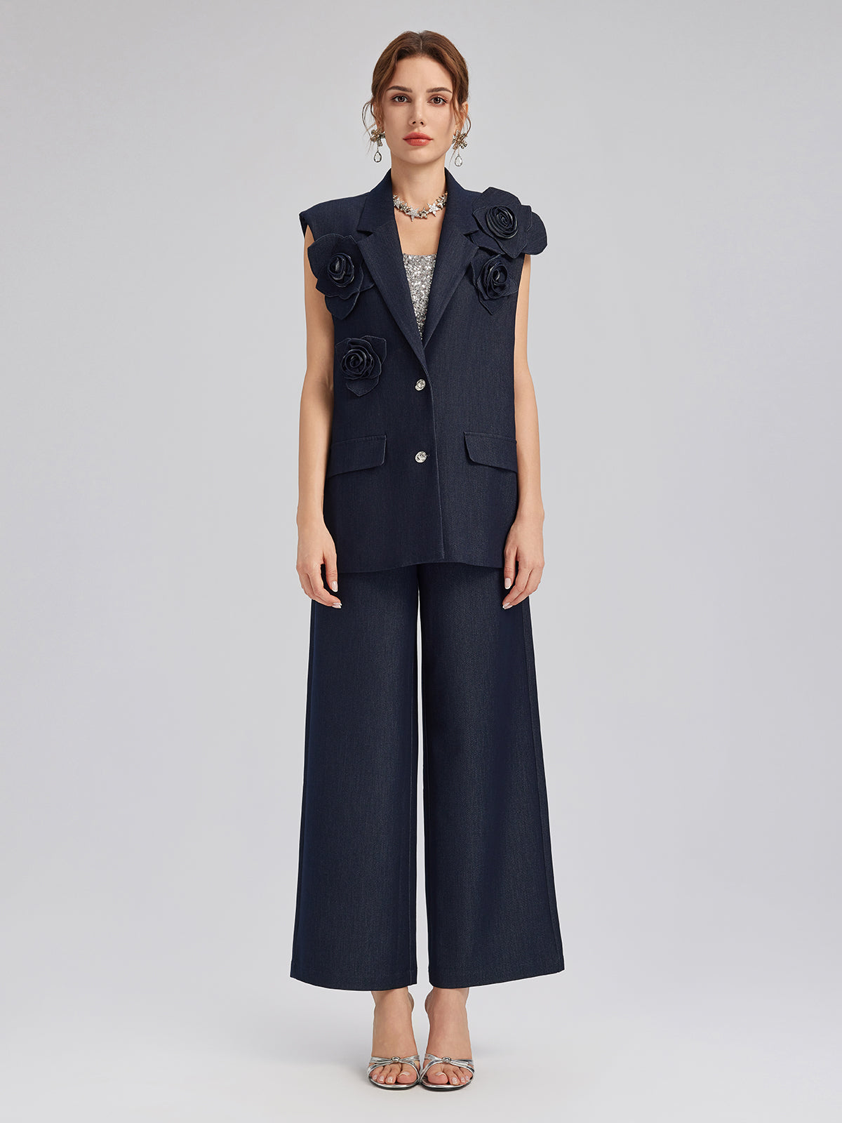 Handcrafted 3D Floral Versatile Vest