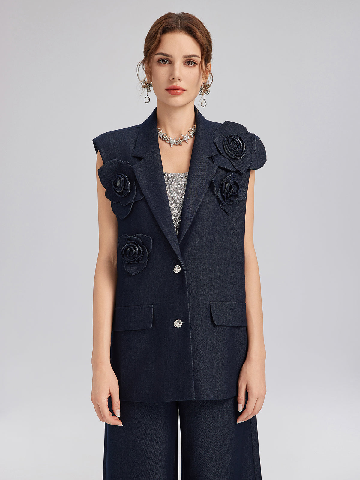 Handcrafted 3D Floral Versatile Vest