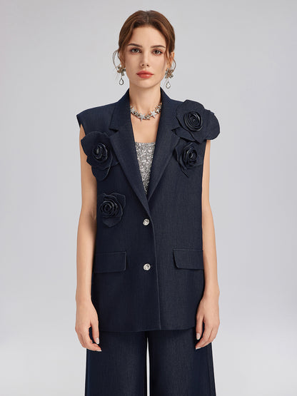 Handcrafted 3D Floral Versatile Vest