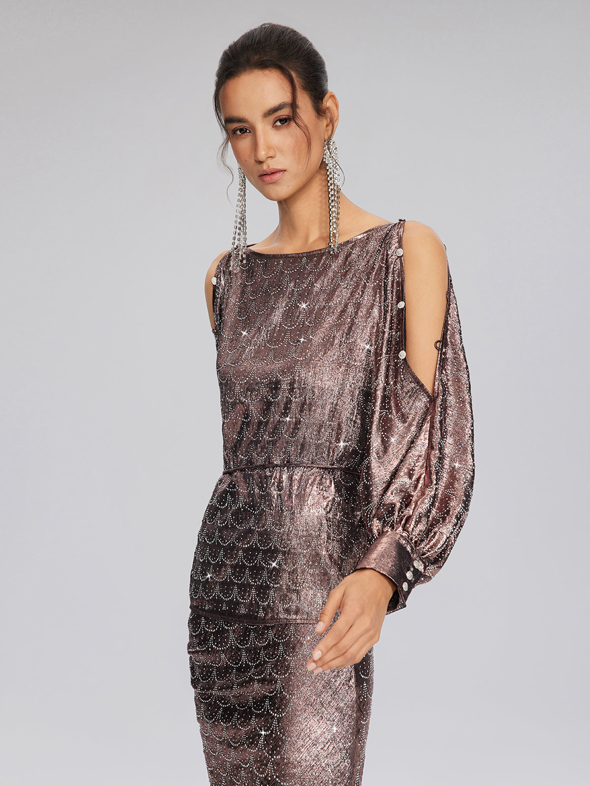 Off-Shoulder Rhinestone Top