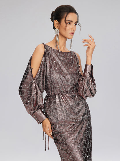 Off-Shoulder Rhinestone Top