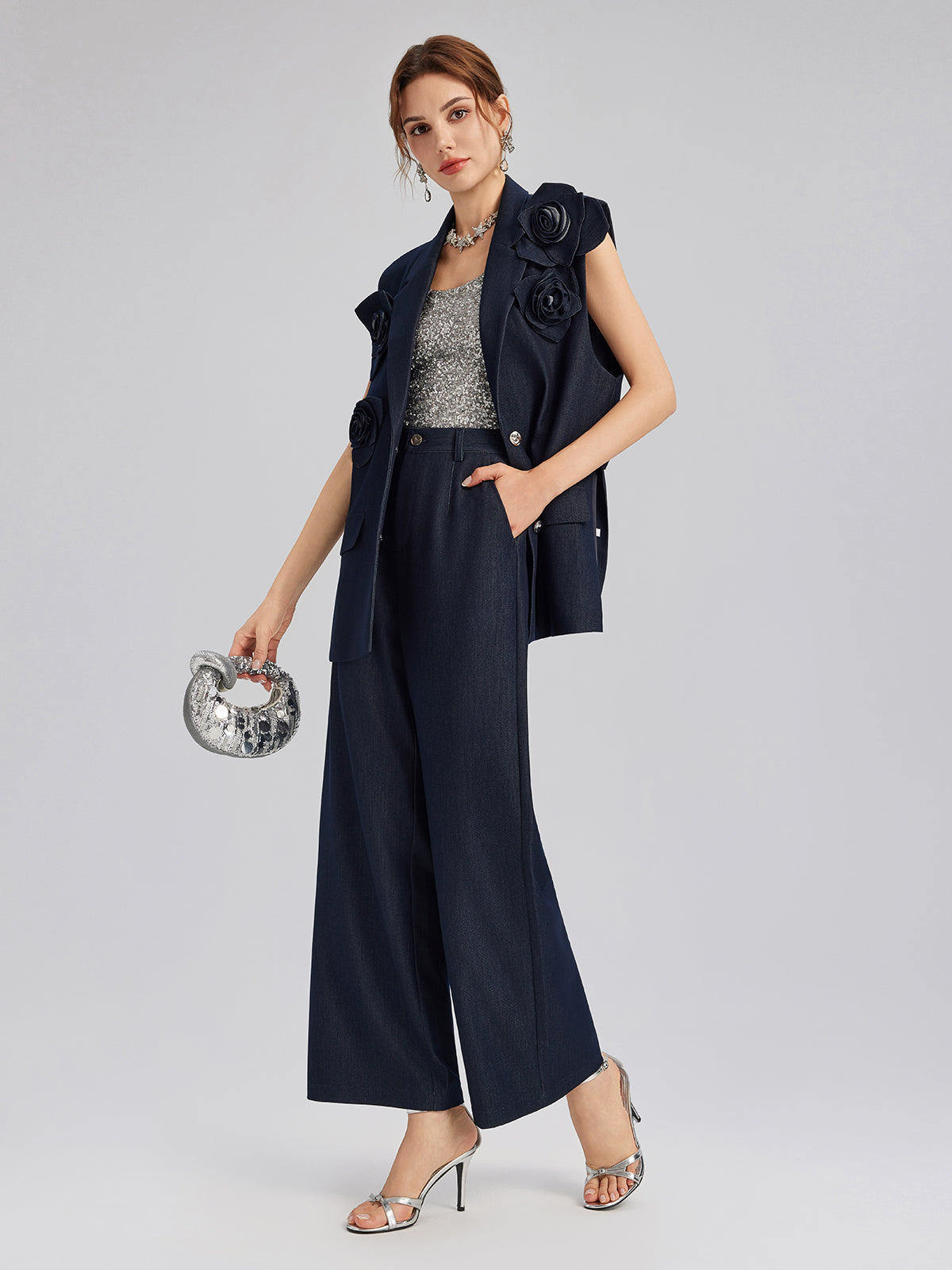 Handcrafted 3D Floral Versatile Vest