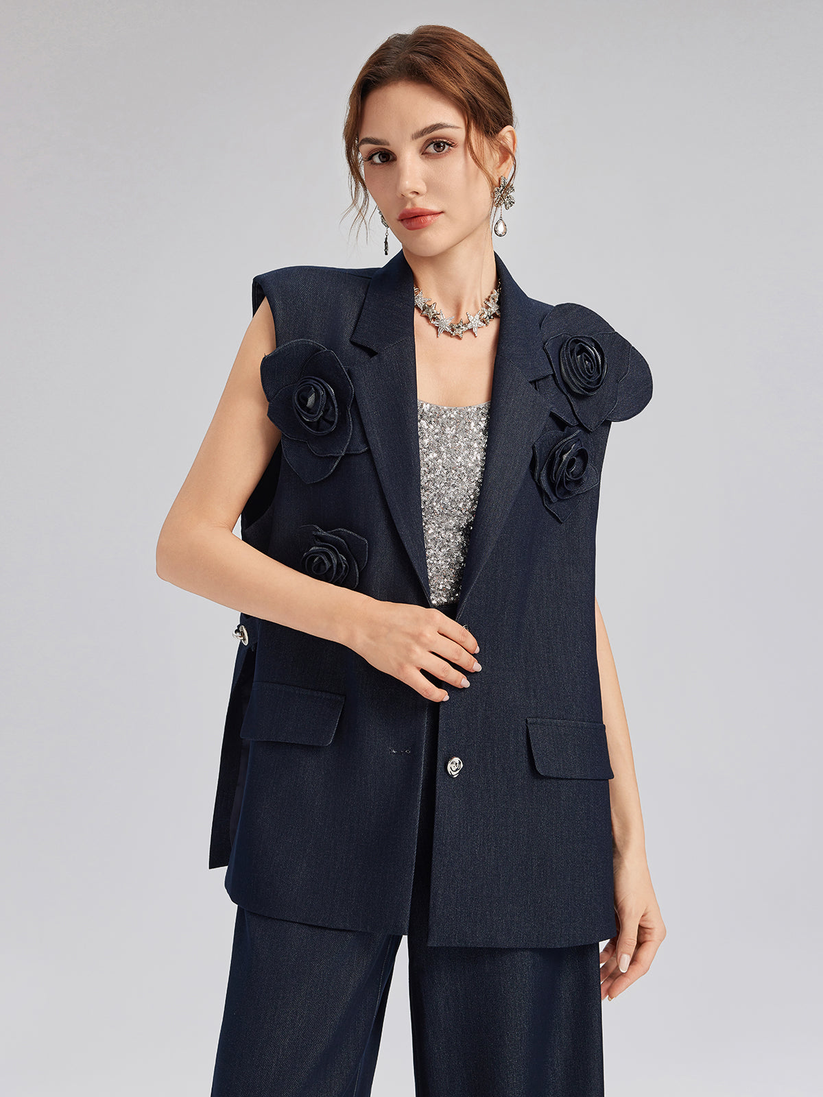 Handcrafted 3D Floral Versatile Vest