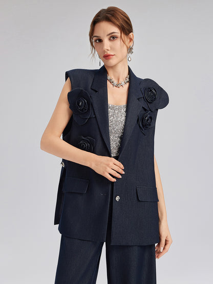 Handcrafted 3D Floral Versatile Vest