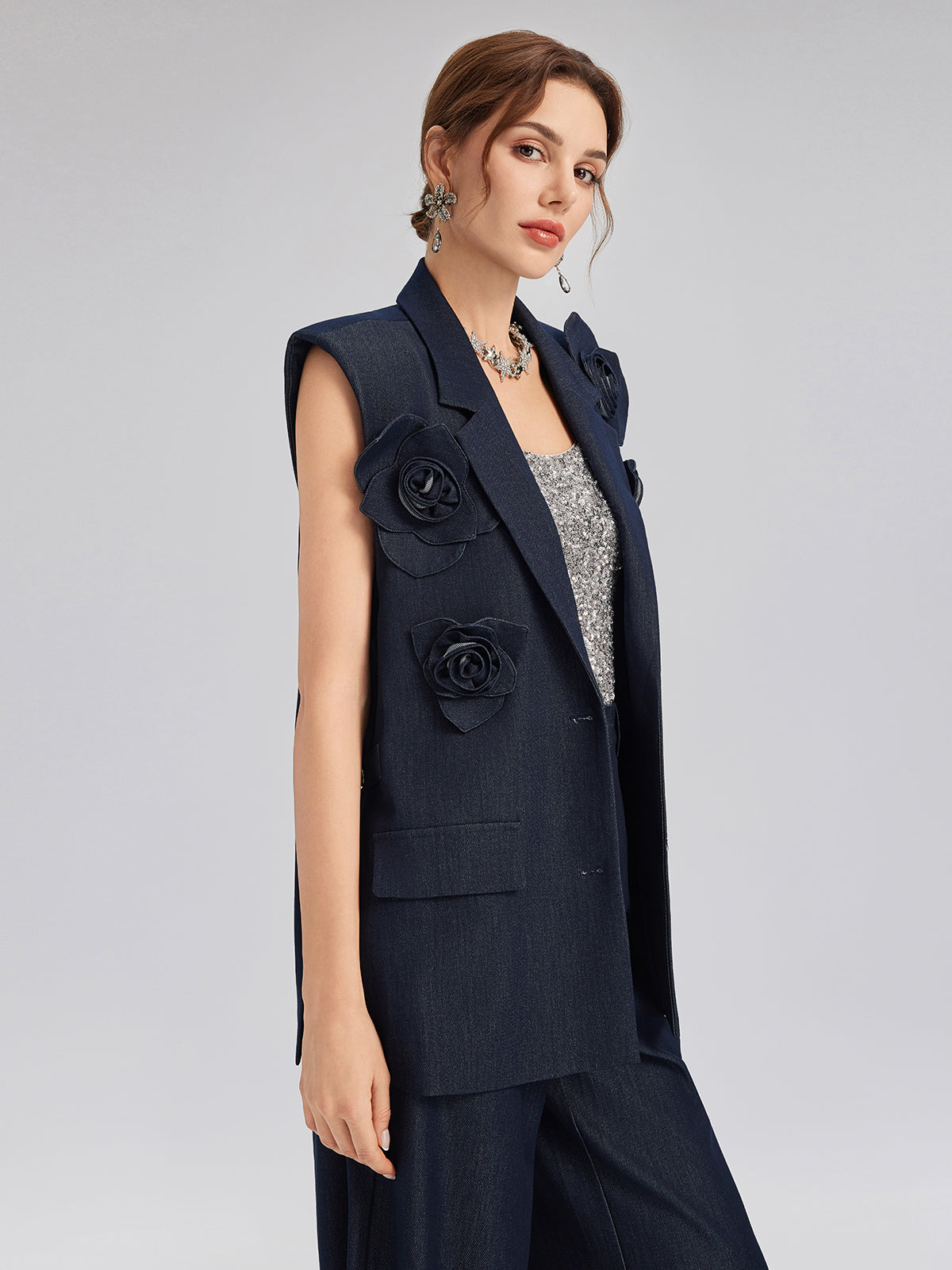 Handcrafted 3D Floral Versatile Vest