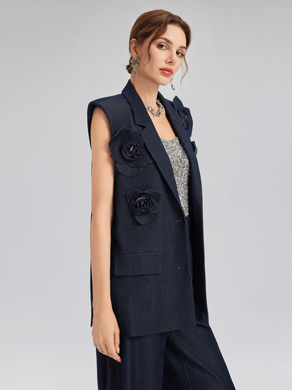 Handcrafted 3D Floral Versatile Vest