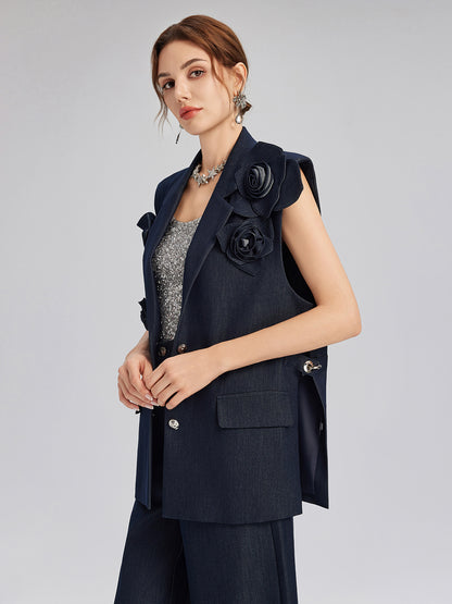 Handcrafted 3D Floral Versatile Vest