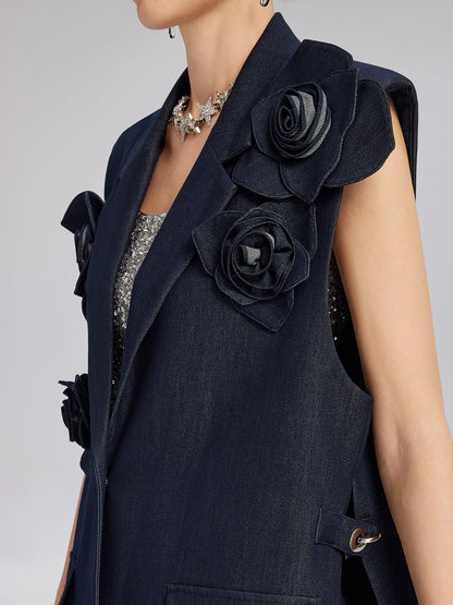 Handcrafted 3D Floral Versatile Vest