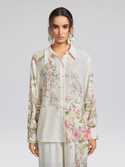 Cotton Linen Printed Breathable Shirt