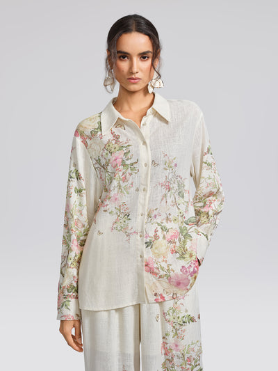Cotton Linen Printed Breathable Shirt