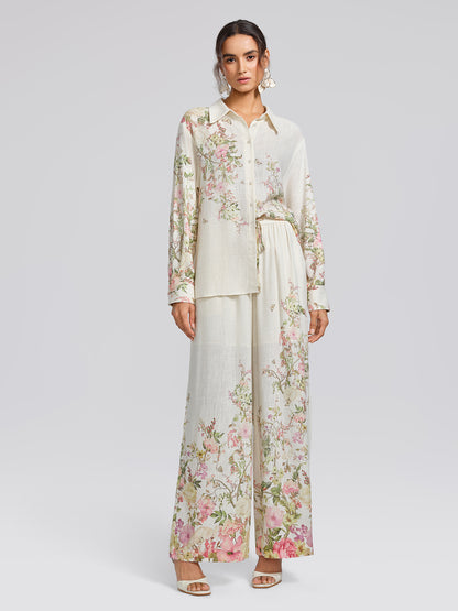 Cotton-Linen Printed Breathable Pants