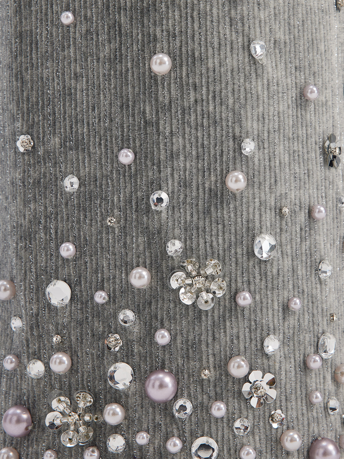 Chenille Ribbed Beaded Straight-Leg Pants