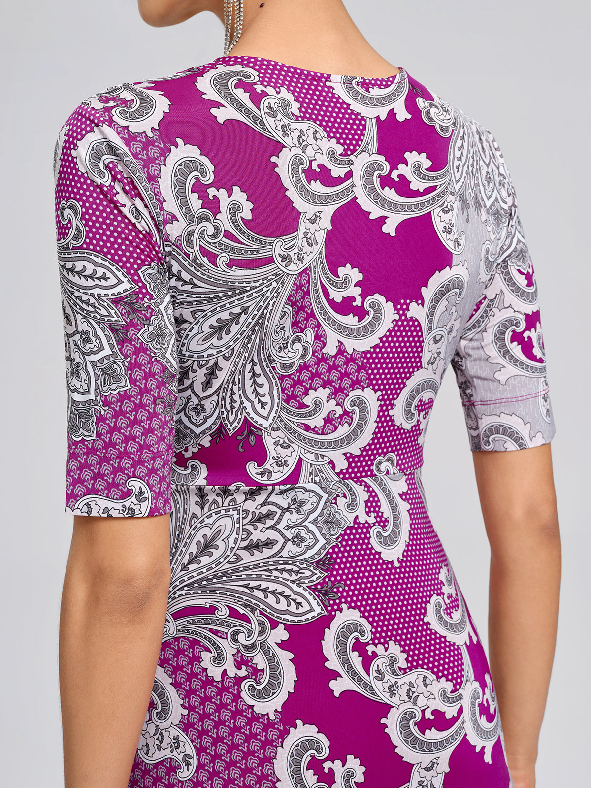 Paisley Print Twist Waist V-Neck Dress