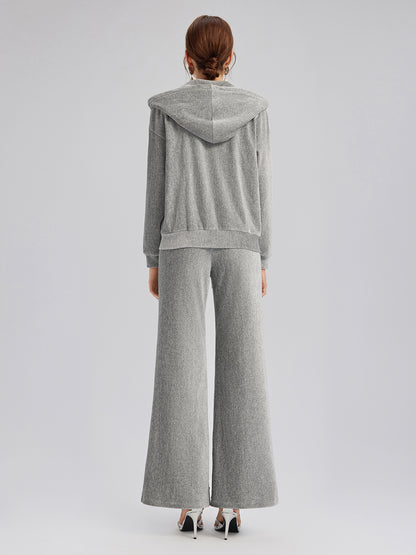 Chenille Ribbed Beaded Straight-Leg Pants