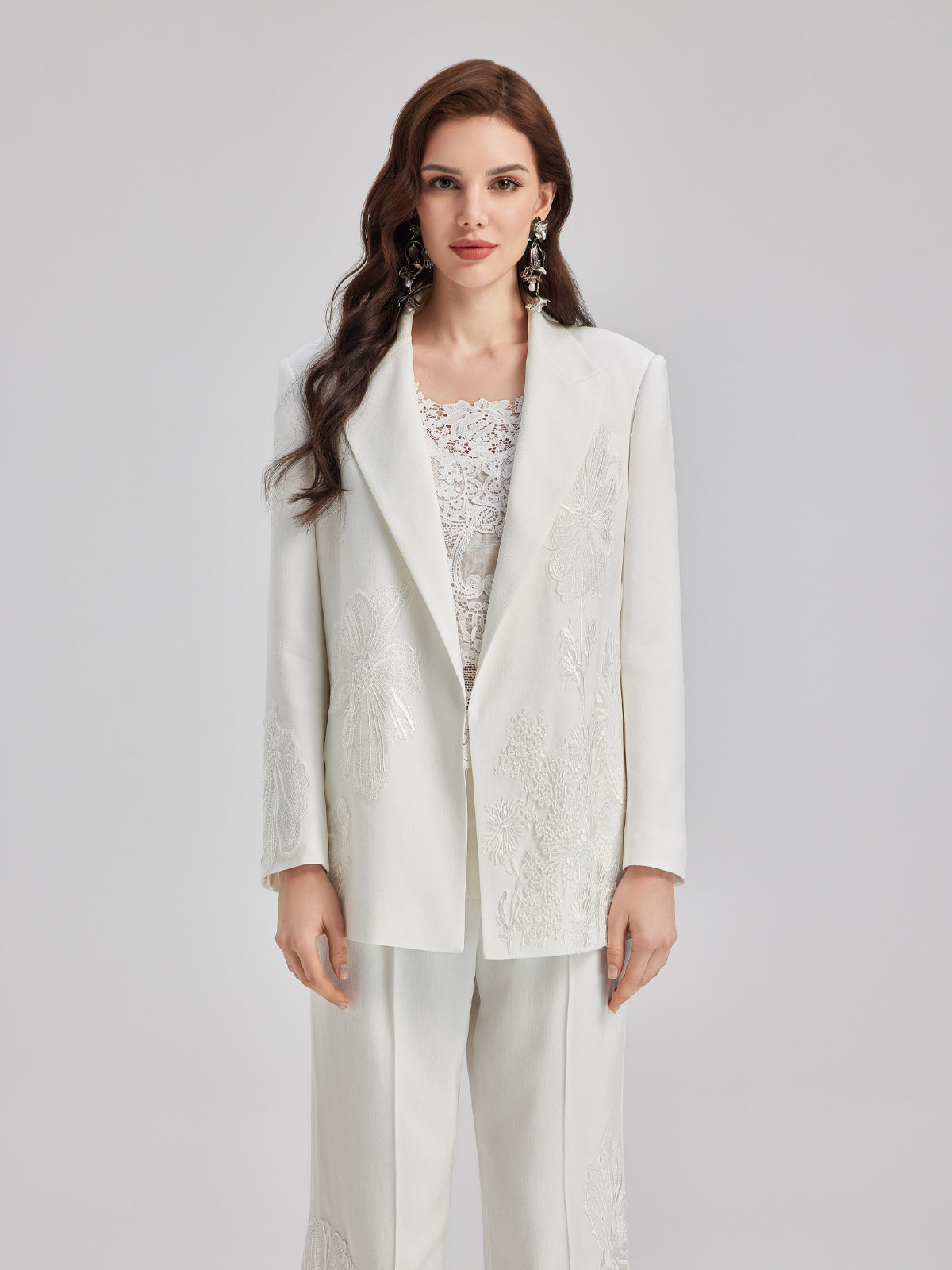 Luxe Floral Embroidered Relaxed Blazer