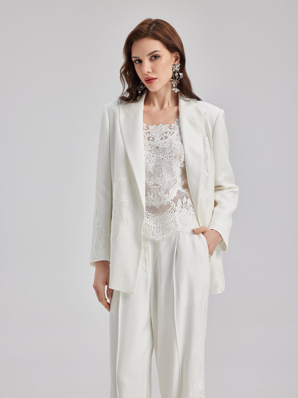Luxe Floral Embroidered Relaxed Blazer