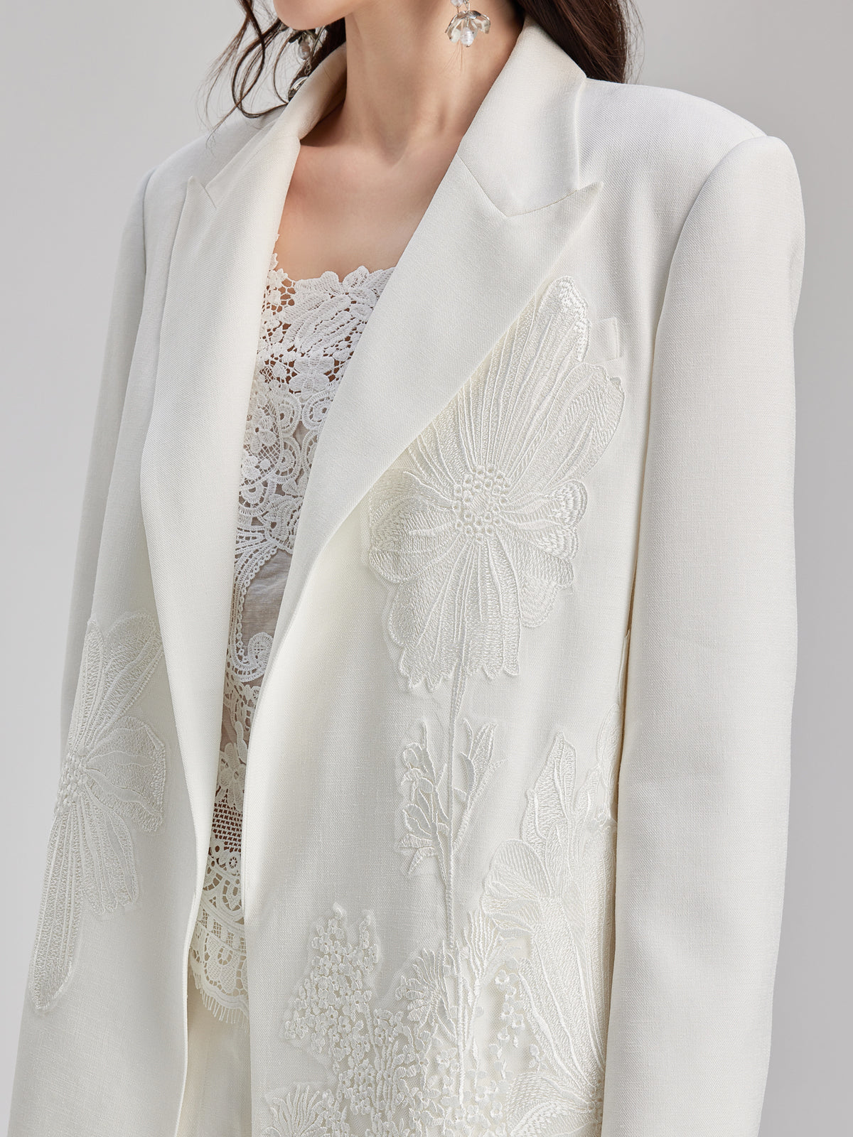Luxe Floral Embroidered Relaxed Blazer