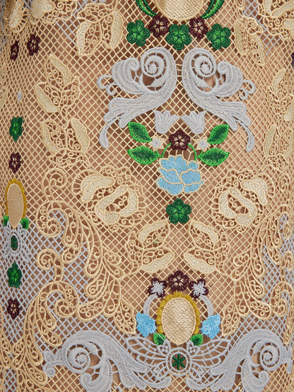 Hand-Beaded Baroque Embroidered Eyelet Dress