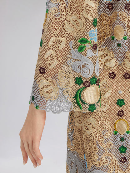 Hand-Beaded Baroque Embroidered Eyelet Dress