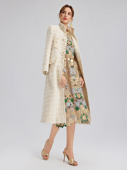 Hand-Beaded Baroque Embroidered Eyelet Dress