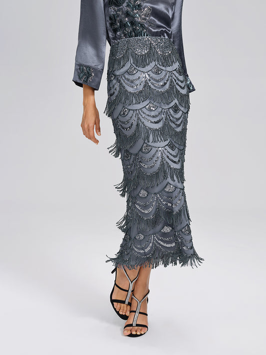 Beaded Sequin Mermaid Evening Skirt