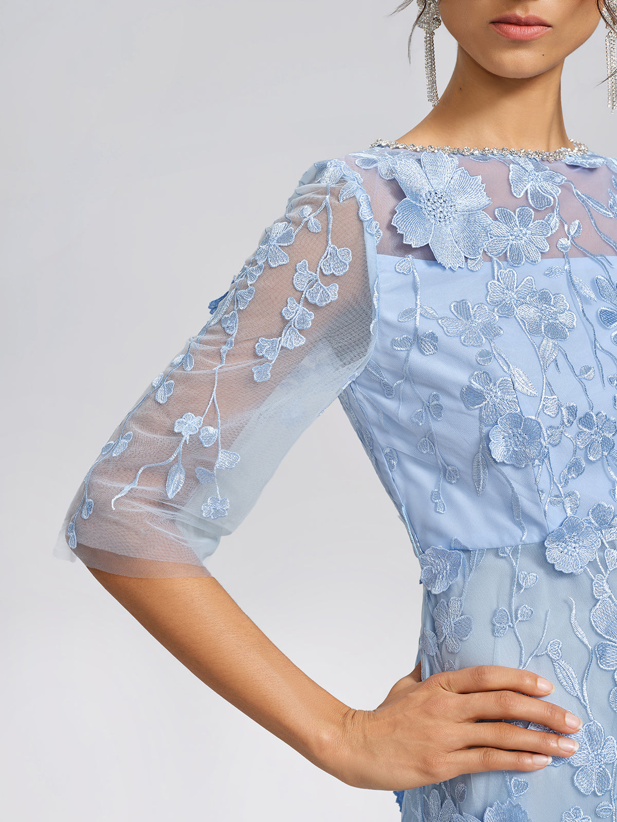 3D Floral Embroidered Mesh X-Waist Dress – RICHRADIQS