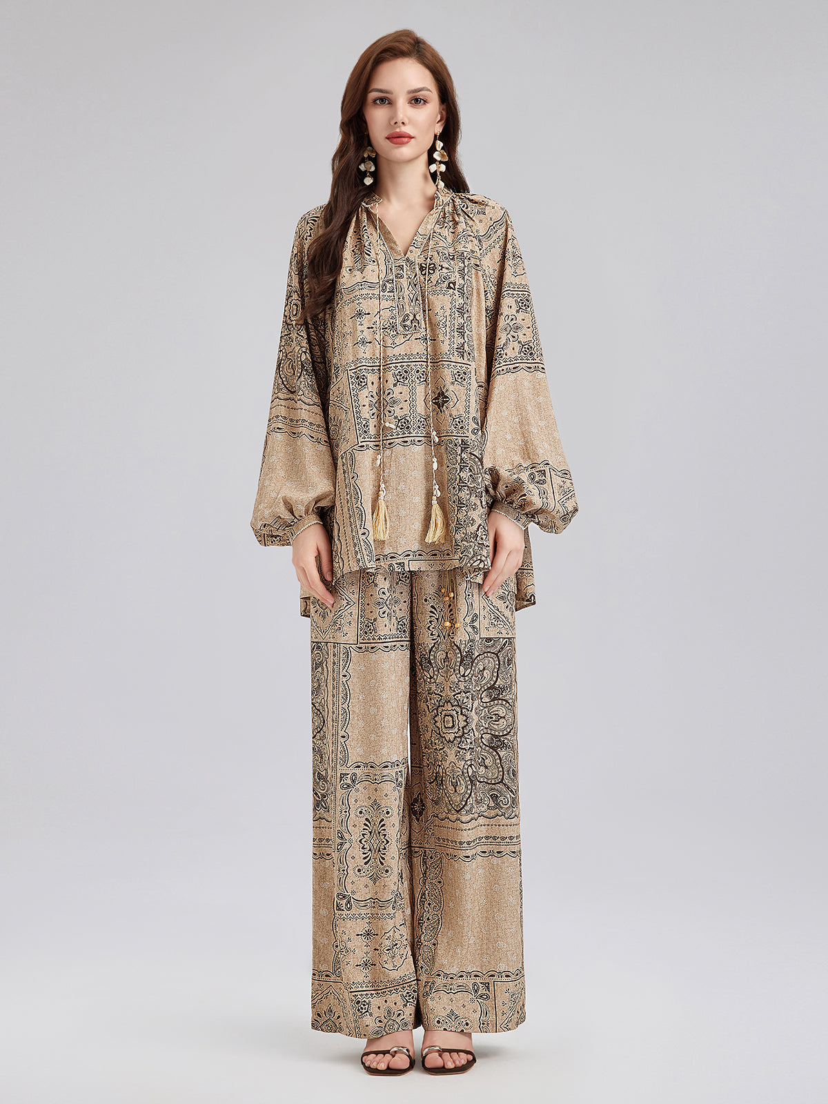 Final Sale | Paisley Cotton-Linen Vacation Relaxed Blouse